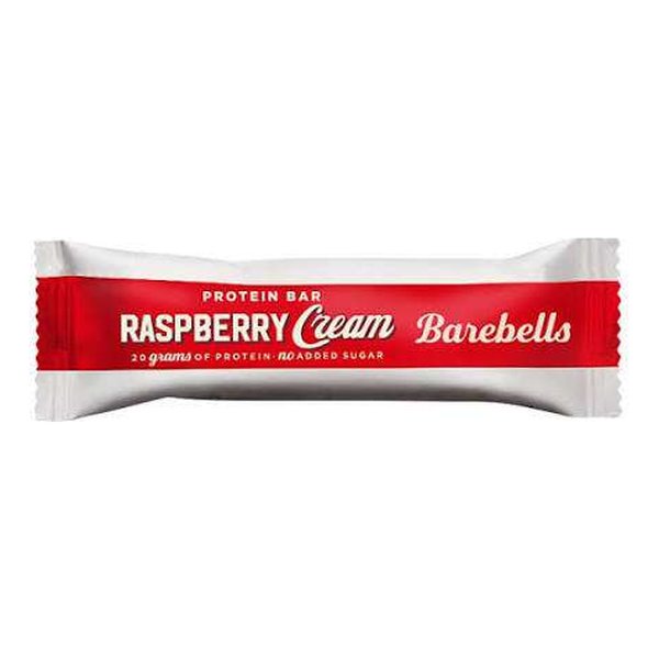 Barebells Raspberry Cream protein bar with 20 g protein and no added sugar