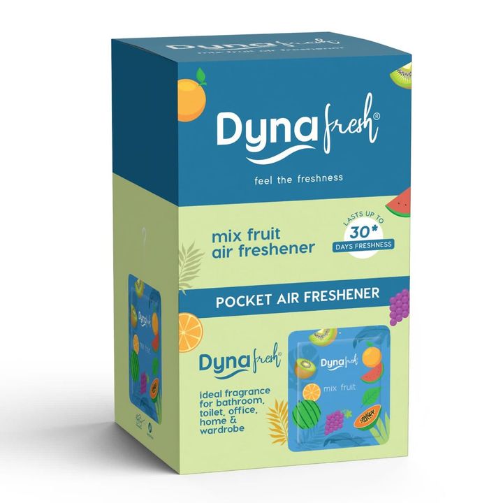 Dynafresh Mix Fruit pocket air freshener display box, lasts up to 30 days