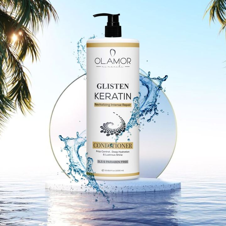 Olamor Glisten Keratin conditioner for frizz control and shine, 1000 ml salon size